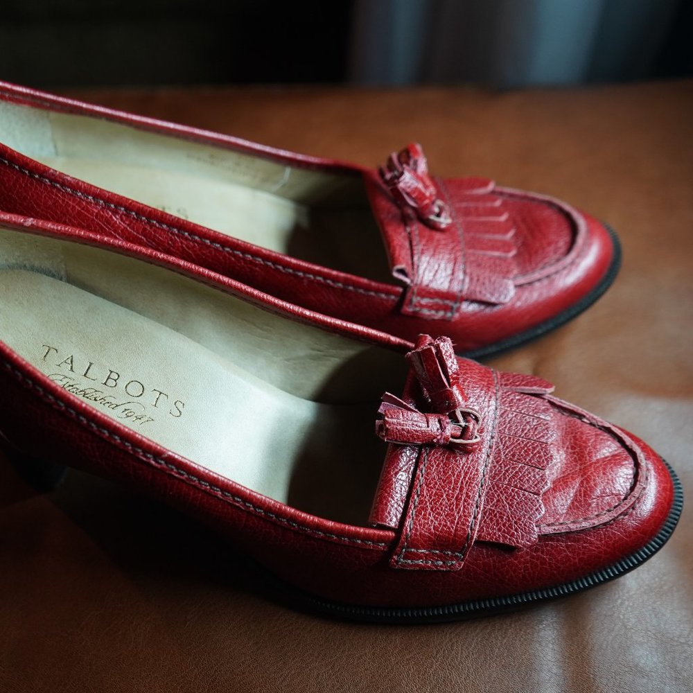 Red Leather Tassel Heels